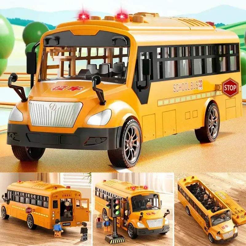 Pull Back Lights School Bus Toy With Bright Double Deck - ToylandEU