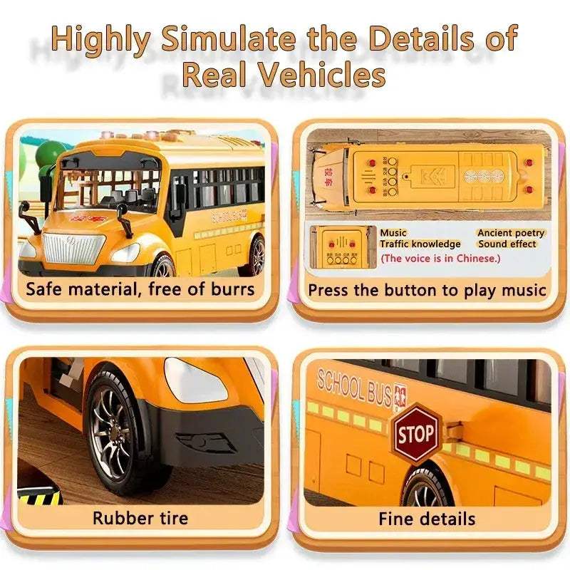 Pull Back Lights School Bus Toy With Bright Double Deck - ToylandEU