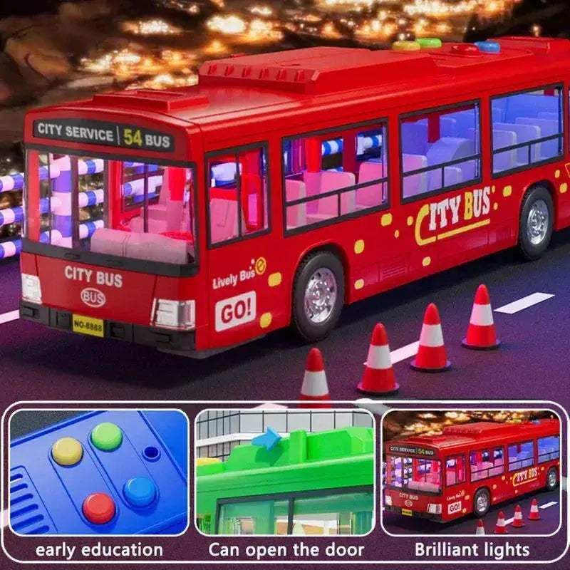 Pull Back Lights School Bus Toy With Bright Double Deck - ToylandEU