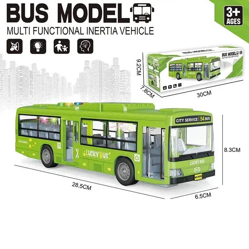 Pull Back Lights School Bus Toy With Bright Double Deck - ToylandEU