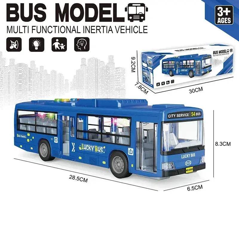 Pull Back Lights School Bus Toy With Bright Double Deck - ToylandEU