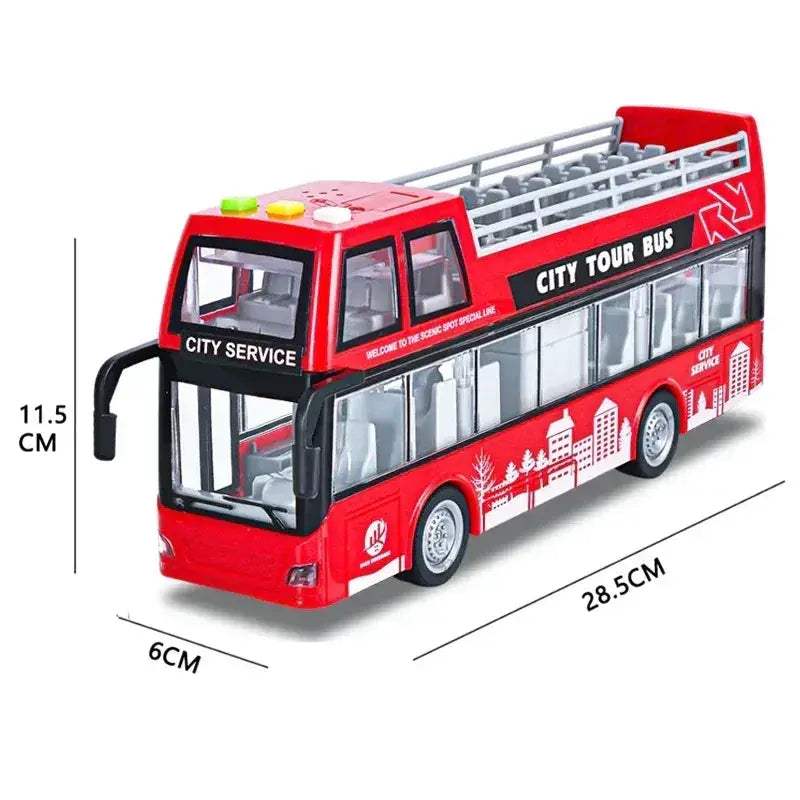 Pull Back Lights School Bus Toy With Bright Double Deck - ToylandEU