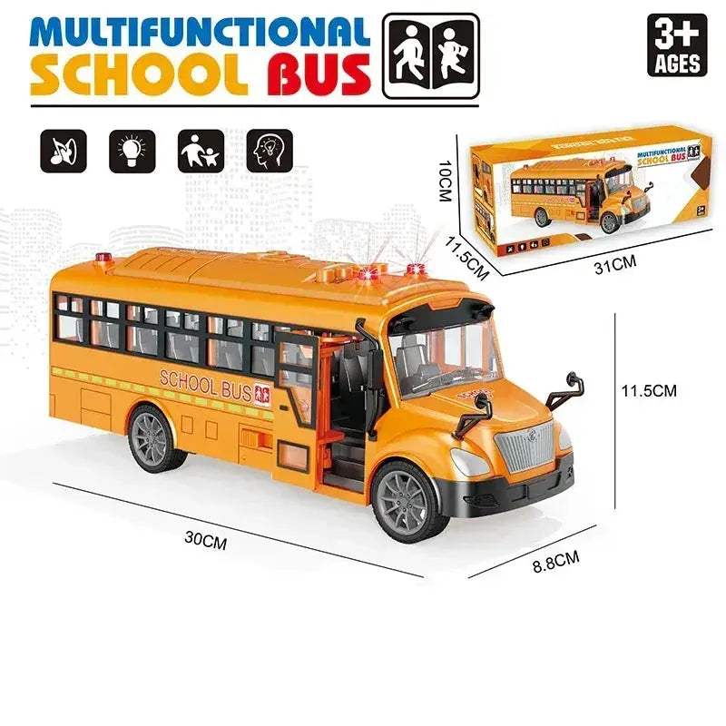 Pull Back Lights School Bus Toy With Bright Double Deck - ToylandEU