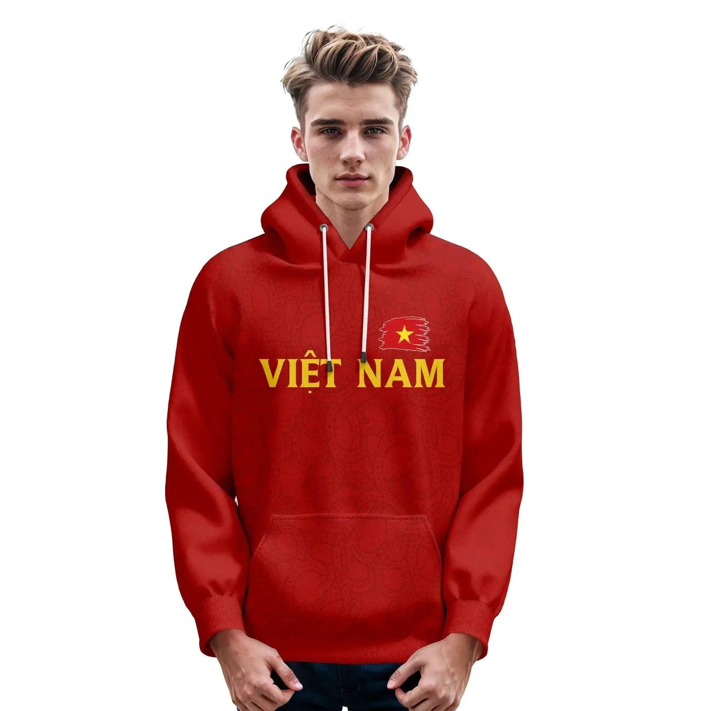  Red Vietnam Flag Pullover Hoodie Unisex Custom Printed Name and Number Sports Sweatshirt -  ToylandEU™
