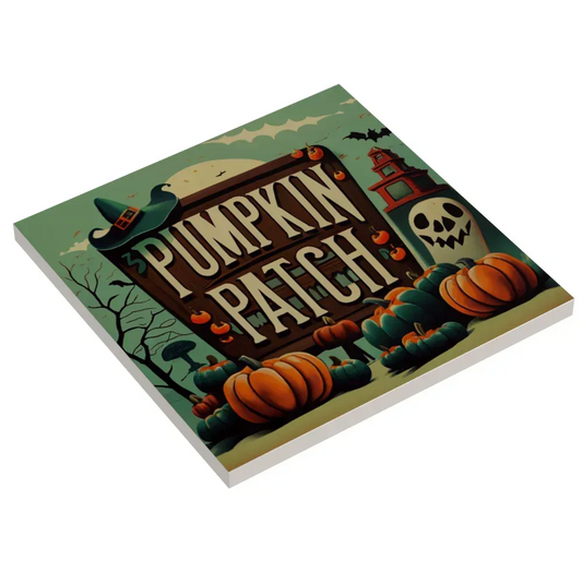 Halloween Pumpkin Patch Sign Custom Printed On Authentic LEGO 6x6 Tile For Figure Scale Displays - ToylandEU