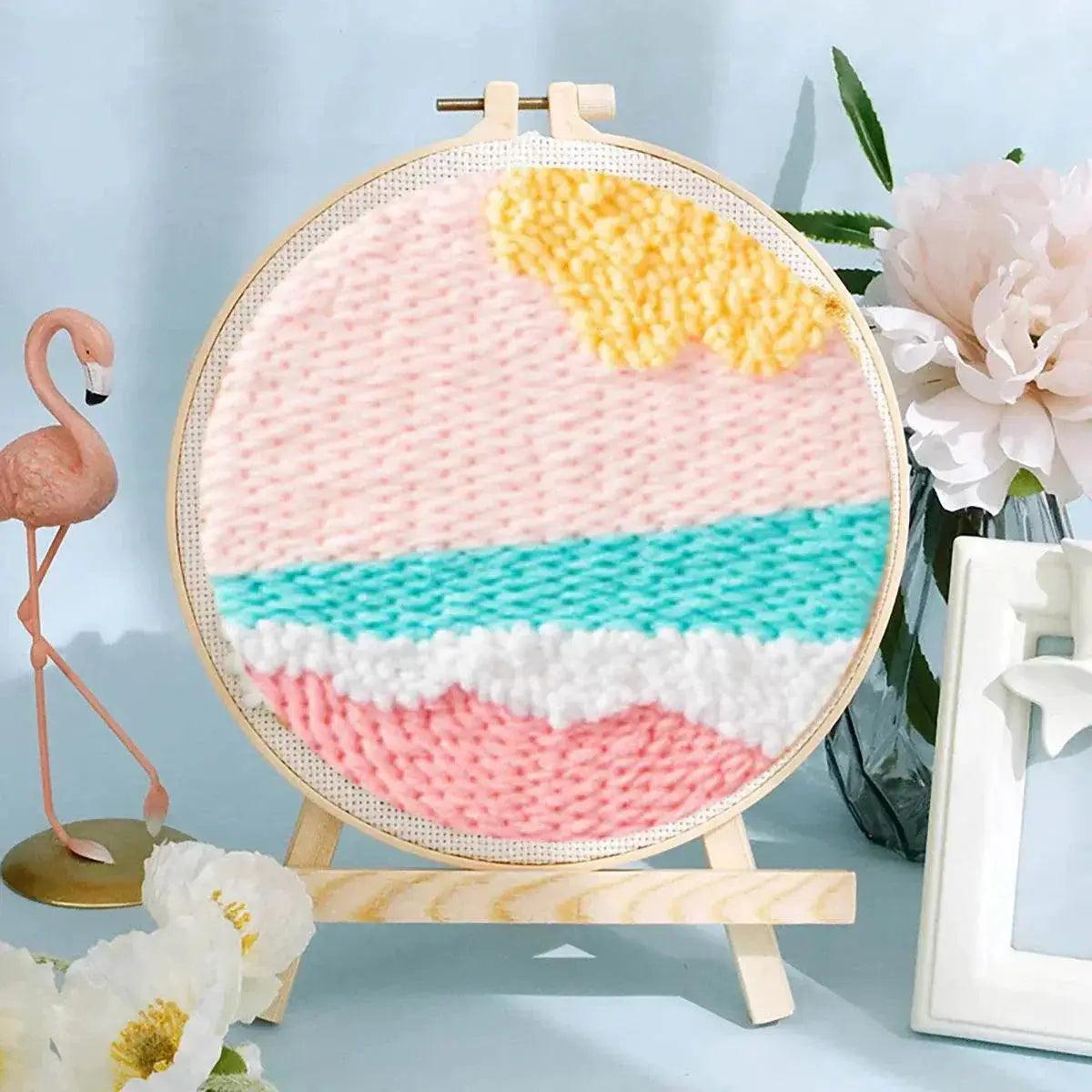  Punch Needle Embroidery Kit - 20x20cm Rug Hooking Set for Beginners with Adjustable Needle and Cartoon Patterns -  ToylandEU™