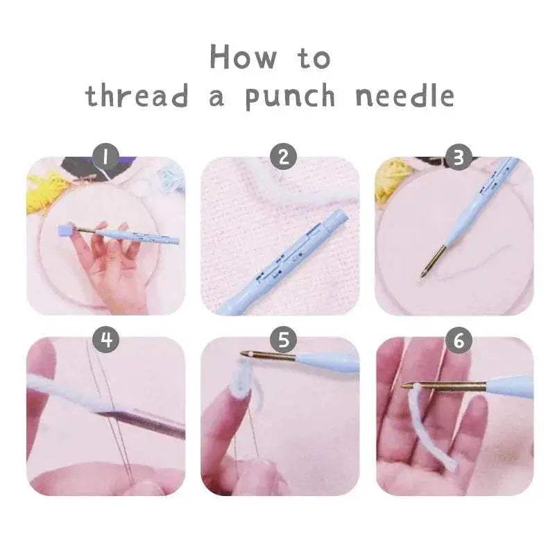  Punch Needle Embroidery Kit - 20x20cm Rug Hooking Set for Beginners with Adjustable Needle and Cartoon Patterns -  ToylandEU™