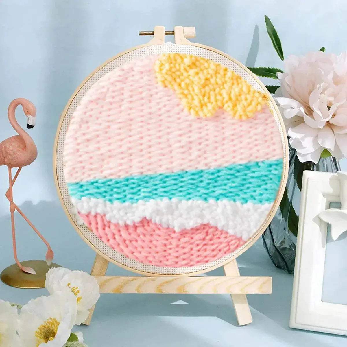  Punch Needle Embroidery Kit - 20x20cm Rug Hooking Set for Beginners with Adjustable Needle and Cartoon Patterns -  ToylandEU™