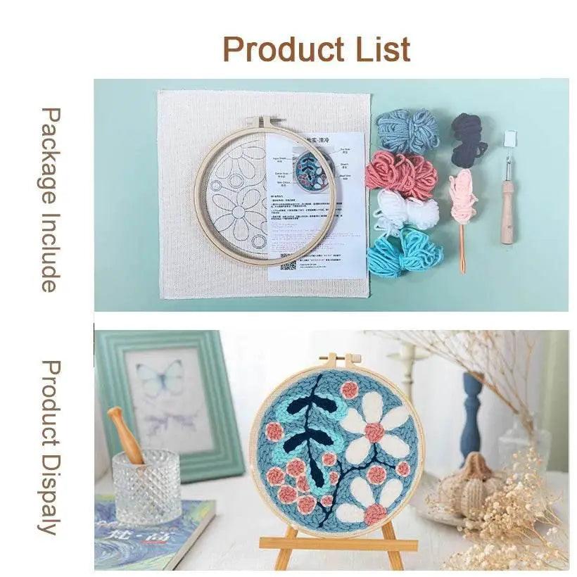  Beginner's Punch Needle Embroidery Kit with Sunflower Design - Complete Rug Making Set with Stamped Fabric, Yarn, and Hoop -  ToylandEU™