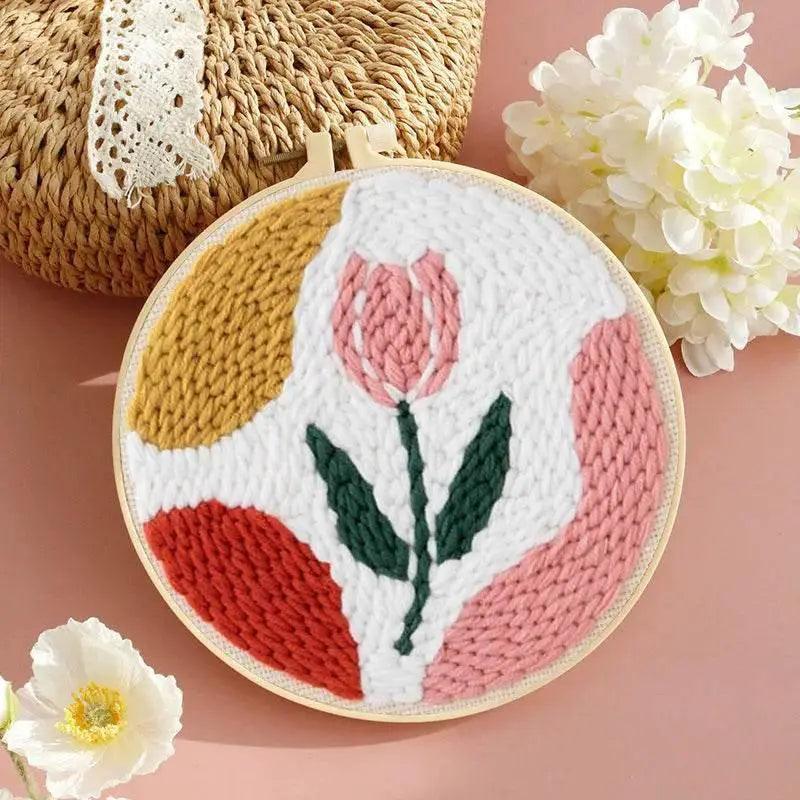  Beginner's Punch Needle Embroidery Kit with Sunflower Design - Complete Rug Making Set with Stamped Fabric, Yarn, and Hoop -  ToylandEU™
