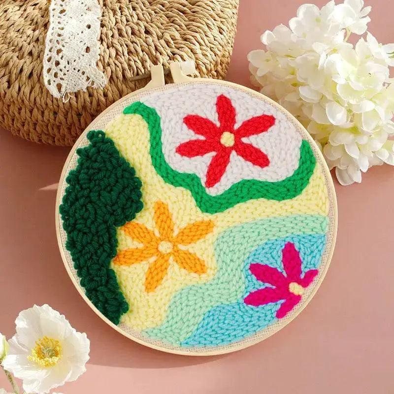  Beginner's Punch Needle Embroidery Kit with Sunflower Design - Complete Rug Making Set with Stamped Fabric, Yarn, and Hoop -  ToylandEU™