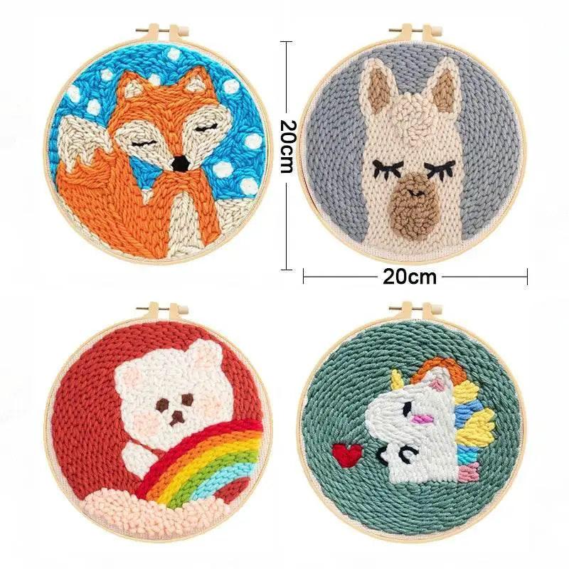  Beginner's Punch Needle Embroidery Kit with Threader, Fabric Hoop, Yarn, and Pen for Adults and Kids -  ToylandEU™