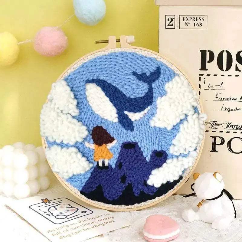  ﻿ Punch Poke Needle Embroidery Starter Kits Craft Dolphin Swan Flamingo Kids Children Funny Easy DIY Needlework Set For Beginner -  ToylandEU™
