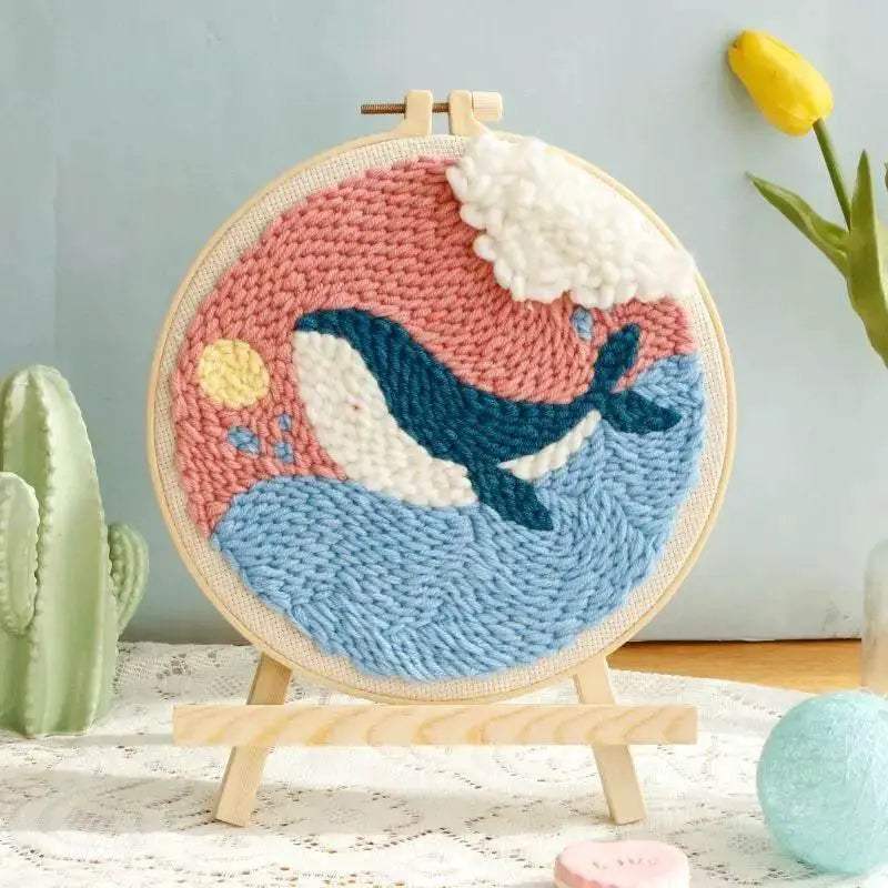  ﻿ Punch Poke Needle Embroidery Starter Kits Craft Dolphin Swan Flamingo Kids Children Funny Easy DIY Needlework Set For Beginner -  ToylandEU™