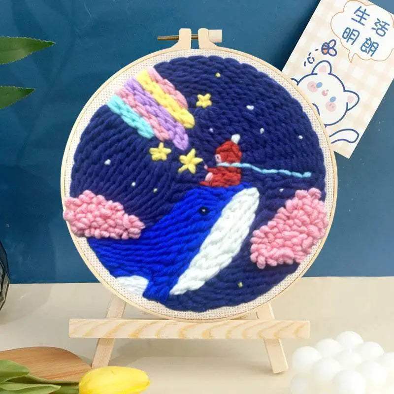  ﻿ Punch Poke Needle Embroidery Starter Kits Craft Dolphin Swan Flamingo Kids Children Funny Easy DIY Needlework Set For Beginner -  ToylandEU™