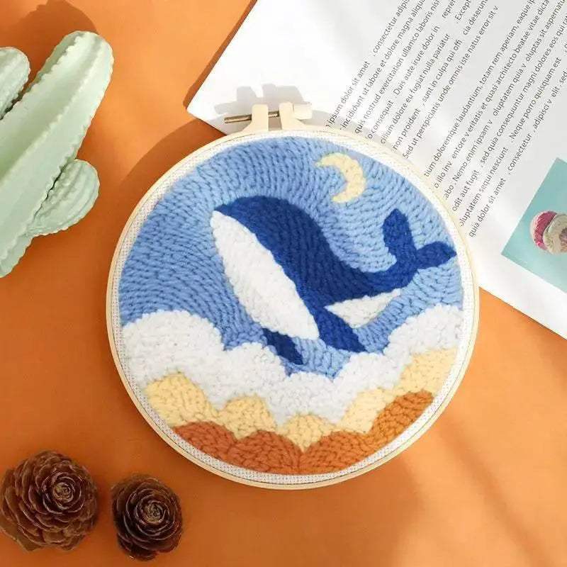  ﻿ Punch Poke Needle Embroidery Starter Kits Craft Dolphin Swan Flamingo Kids Children Funny Easy DIY Needlework Set For Beginner -  ToylandEU™