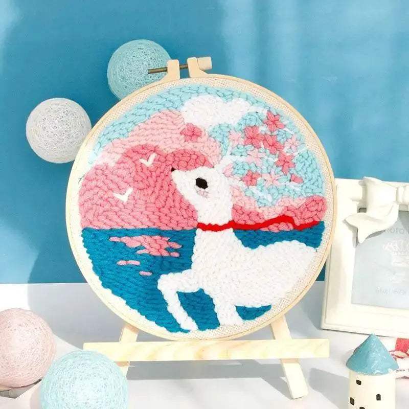  ﻿ Punch Poke Needle Embroidery Starter Kits Craft Dolphin Swan Flamingo Kids Children Funny Easy DIY Needlework Set For Beginner -  ToylandEU™