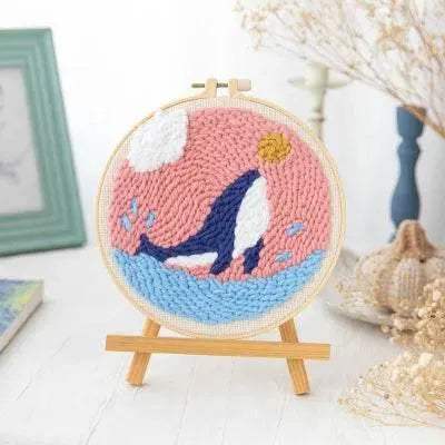  ﻿ Punch Poke Needle Embroidery Starter Kits Craft Dolphin Swan Flamingo Kids Children Funny Easy DIY Needlework Set For Beginner -  ToylandEU™