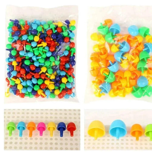  296 Piece 3D Mushroom Nail Puzzle Blocks Montessori Color Recognition Learning Toy For Ages 6 To 12 -  ToylandEU™