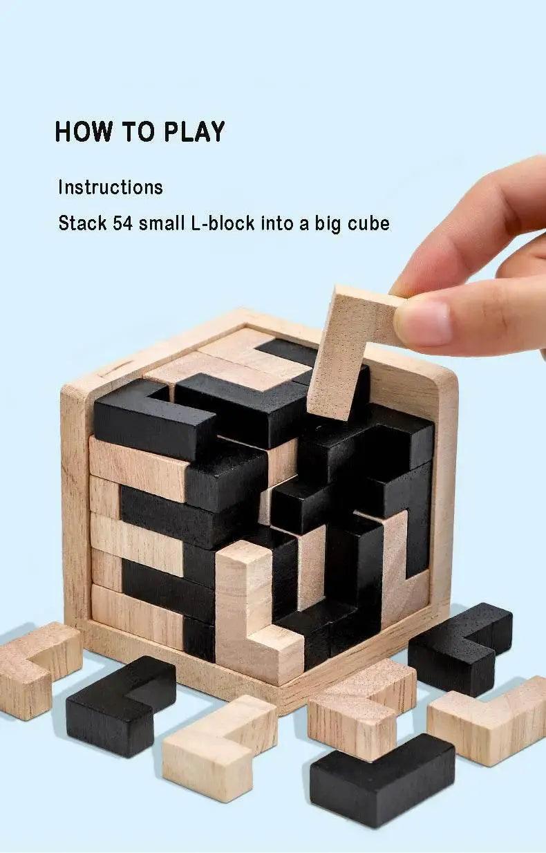  3D Cube Puzzle Luban Interlocking Wooden Educational Toy for Kids Brain Development -  ToylandEU™