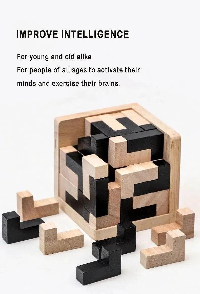  3D Cube Puzzle Luban Interlocking Wooden Educational Toy for Kids Brain Development -  ToylandEU™