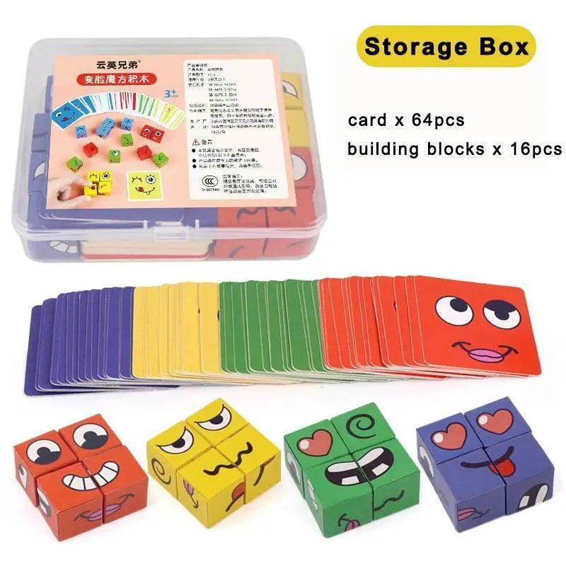  Kids Face Change Expression Puzzle Blocks Montessori Cube -  ToylandEU™