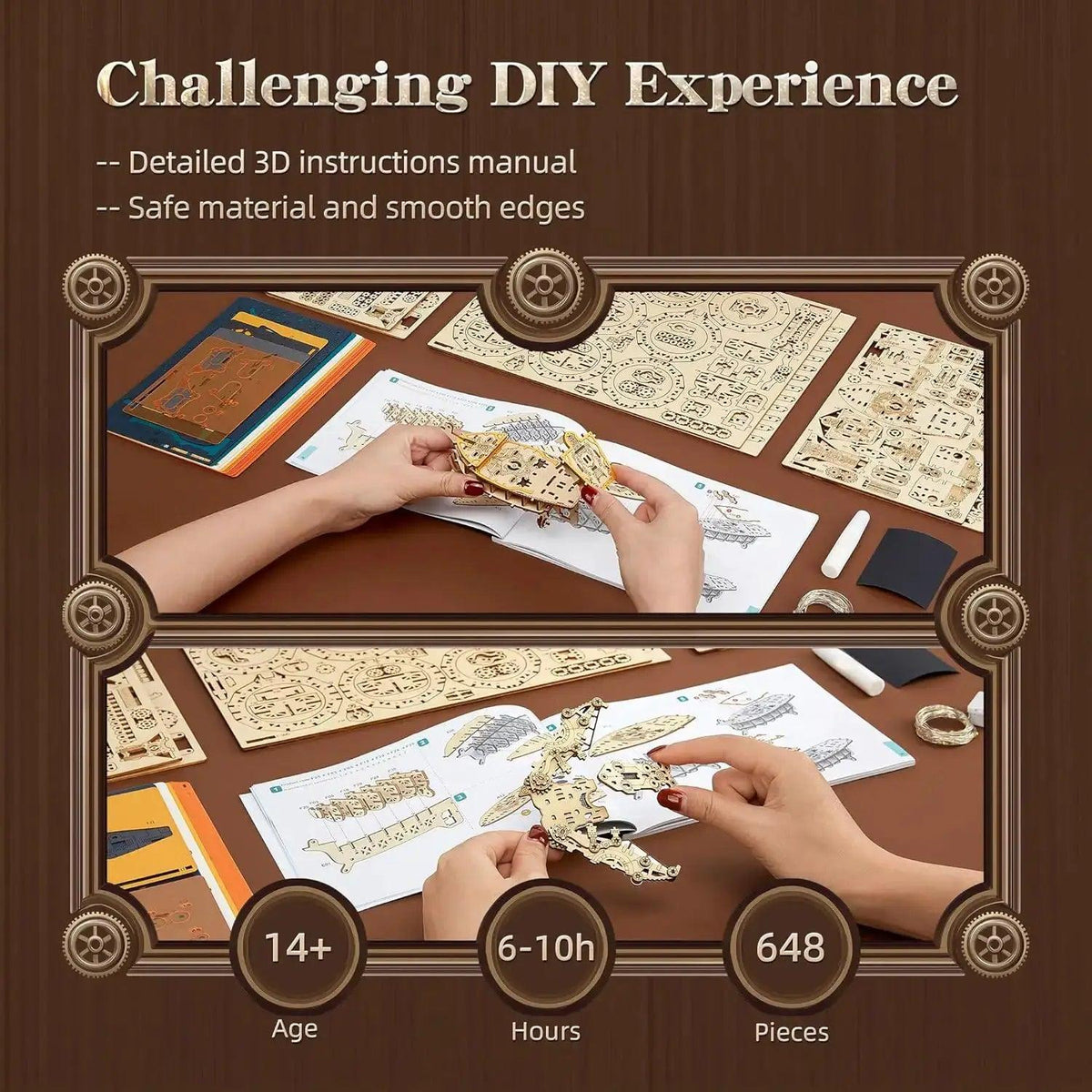  LED 3D Wood Puzzle Steampunk Airship Kit With Lights -  ToylandEU™