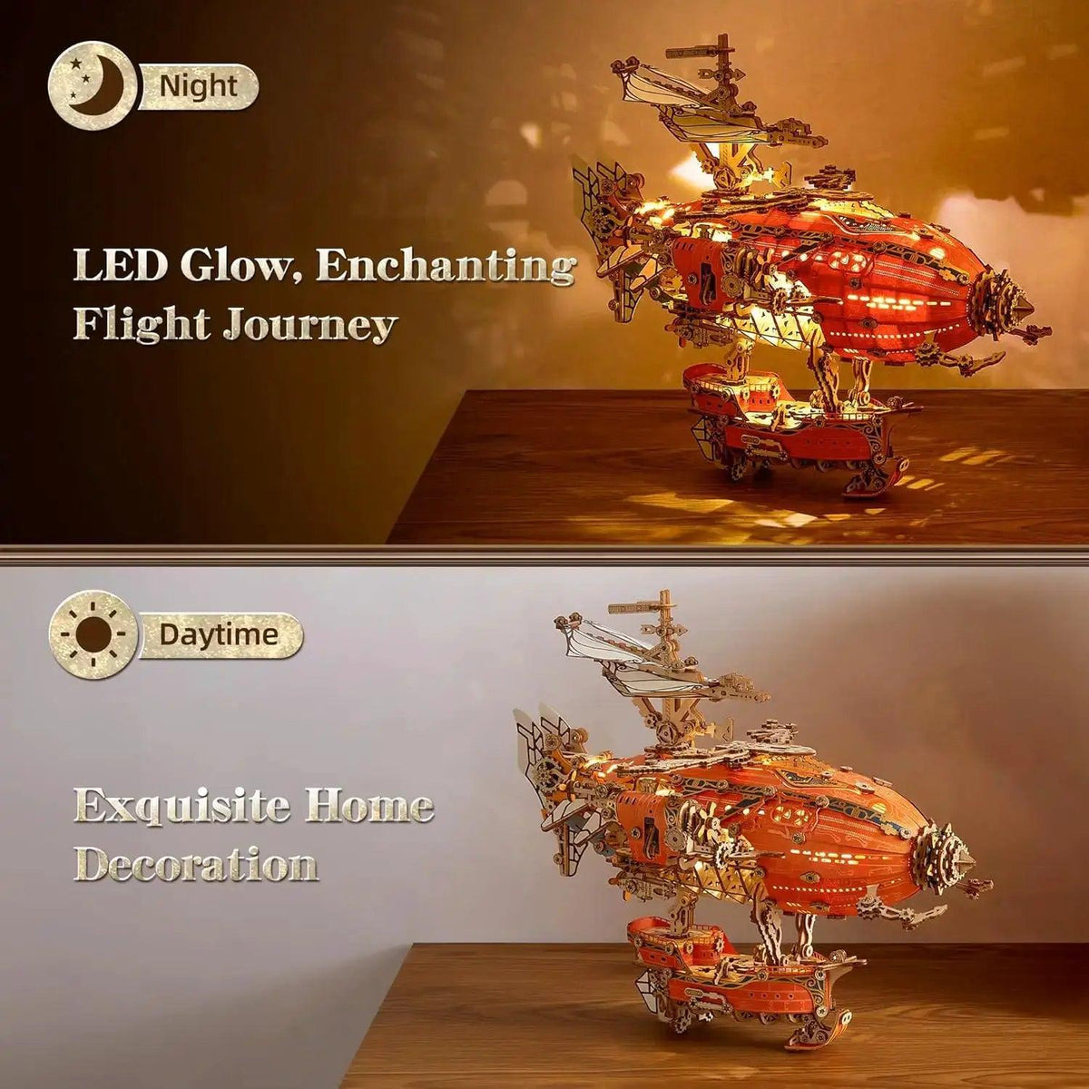  LED 3D Wood Puzzle Steampunk Airship Kit With Lights -  ToylandEU™