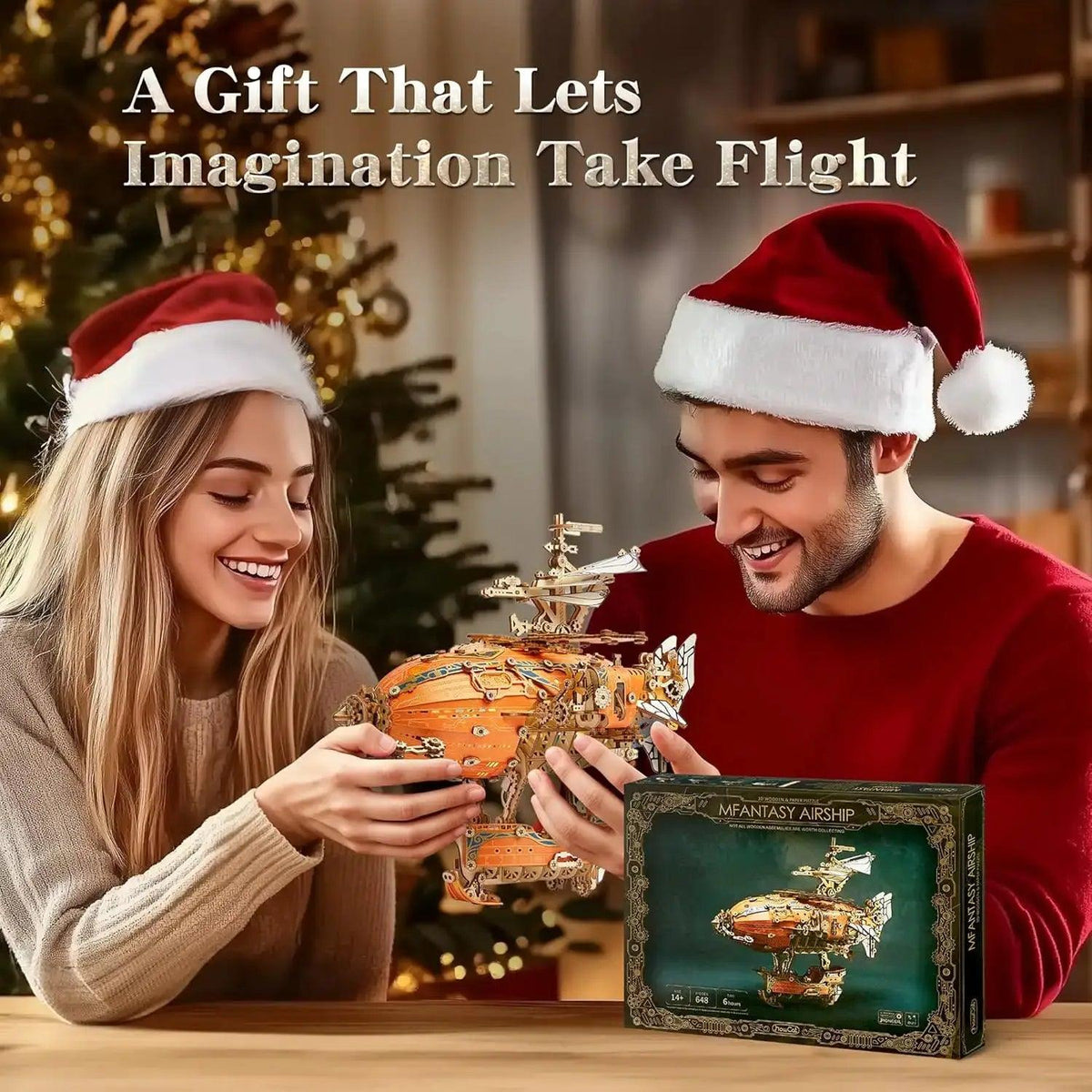  LED 3D Wood Puzzle Steampunk Airship Kit With Lights -  ToylandEU™