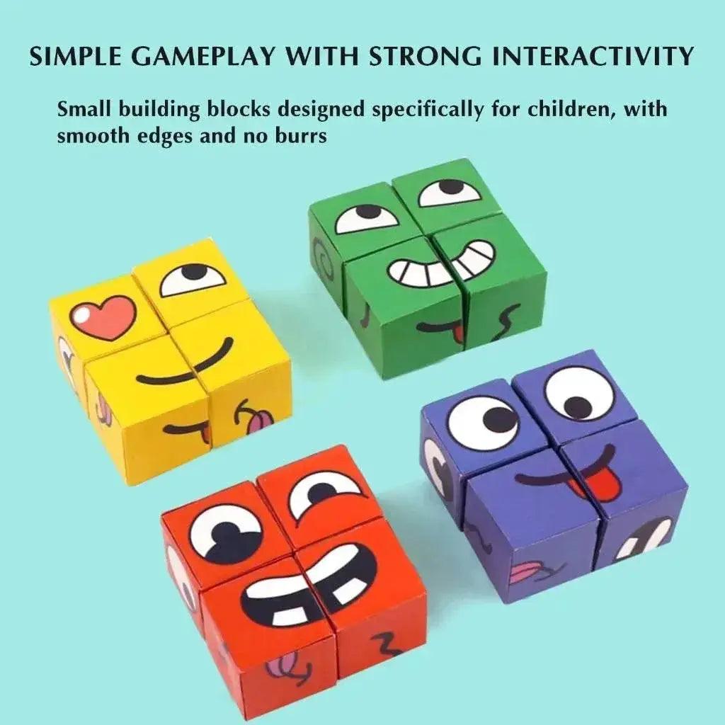  New Children's Facial Expression Changing Puzzle Blocks Montessori Tabletop Game for Ages 3 to 12 -  ToylandEU™
