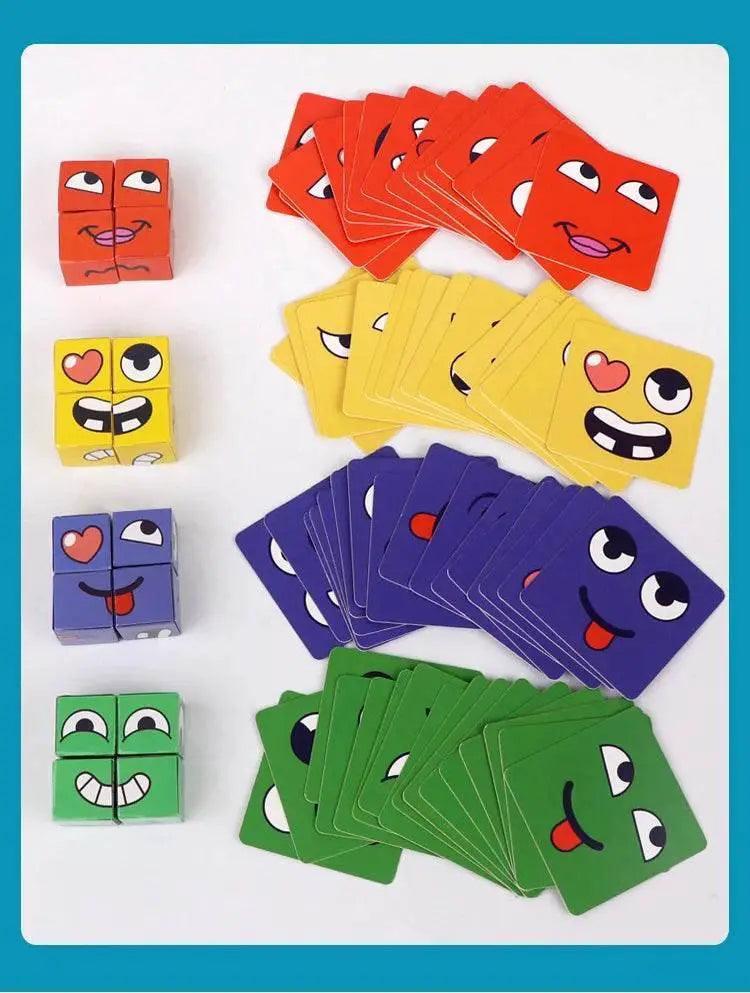  New Children's Facial Expression Changing Puzzle Blocks Montessori Tabletop Game for Ages 3 to 12 -  ToylandEU™