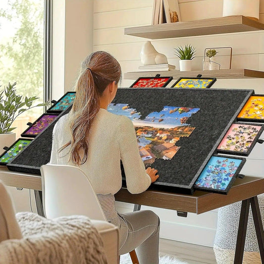  Puzzle Storage Table Six Drawers Felt Top Space Saving -  ToylandEU™