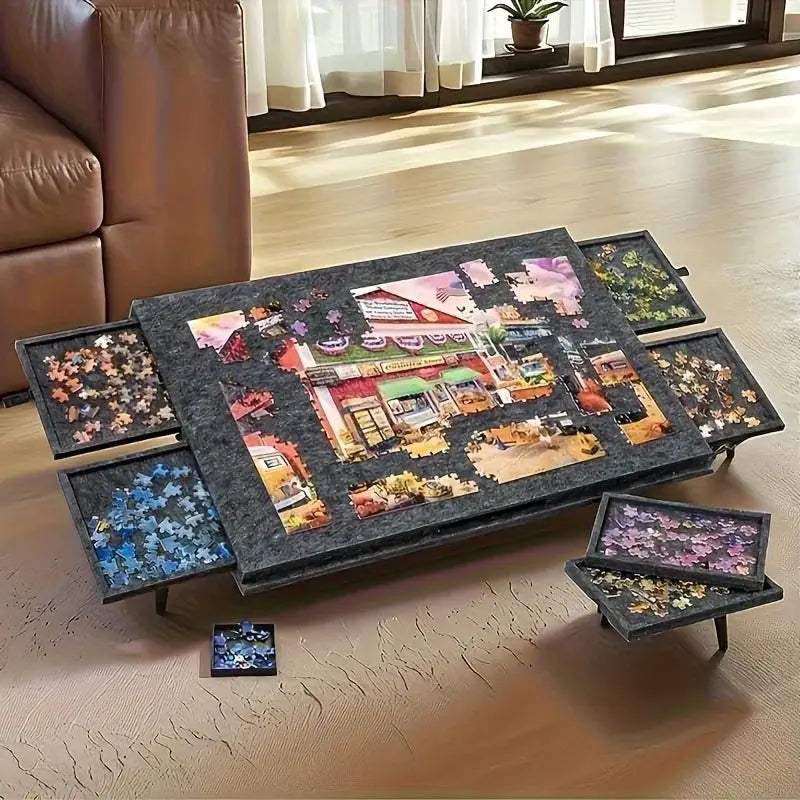  Puzzle Storage Table Six Drawers Felt Top Space Saving -  ToylandEU™