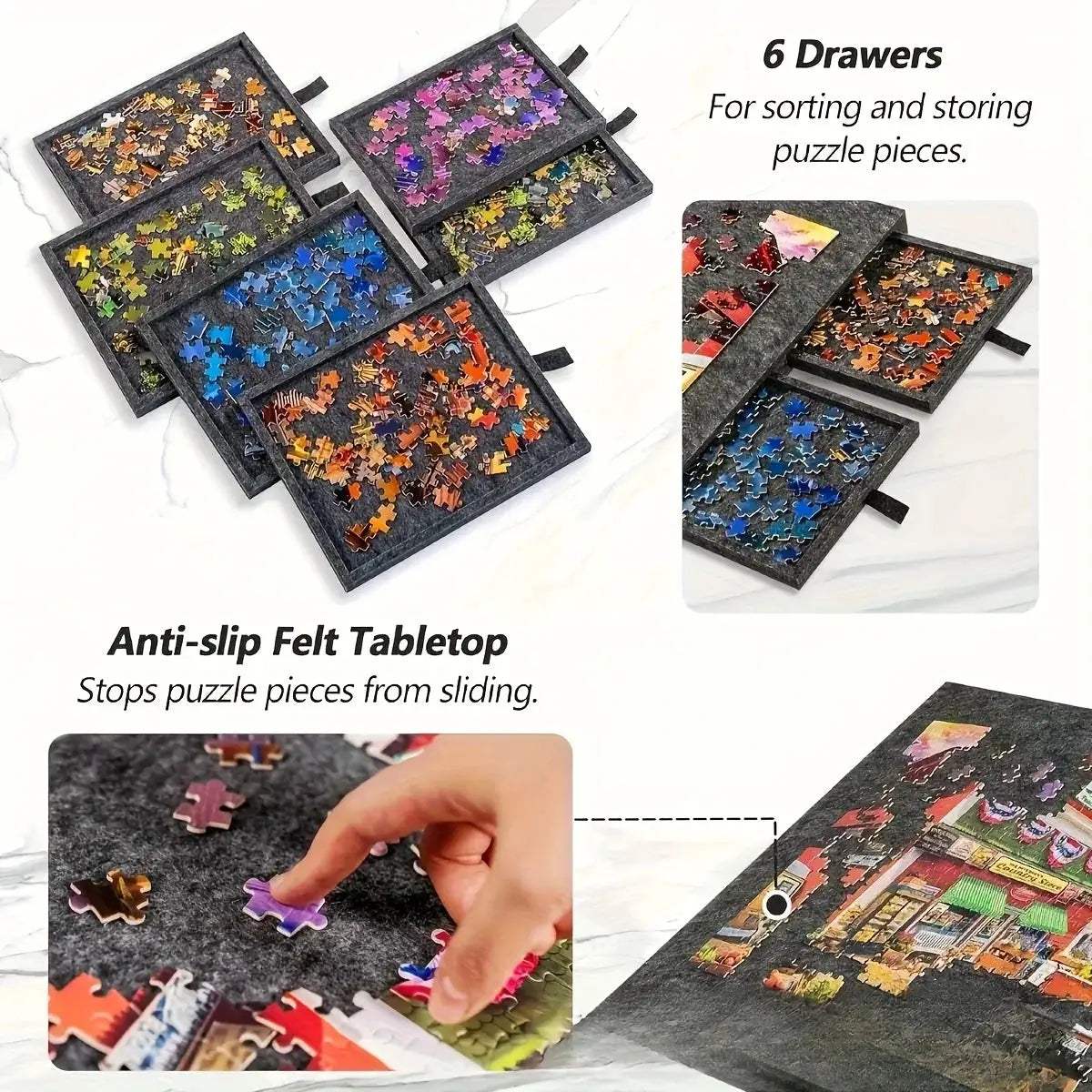  Puzzle Storage Table Six Drawers Felt Top Space Saving -  ToylandEU™