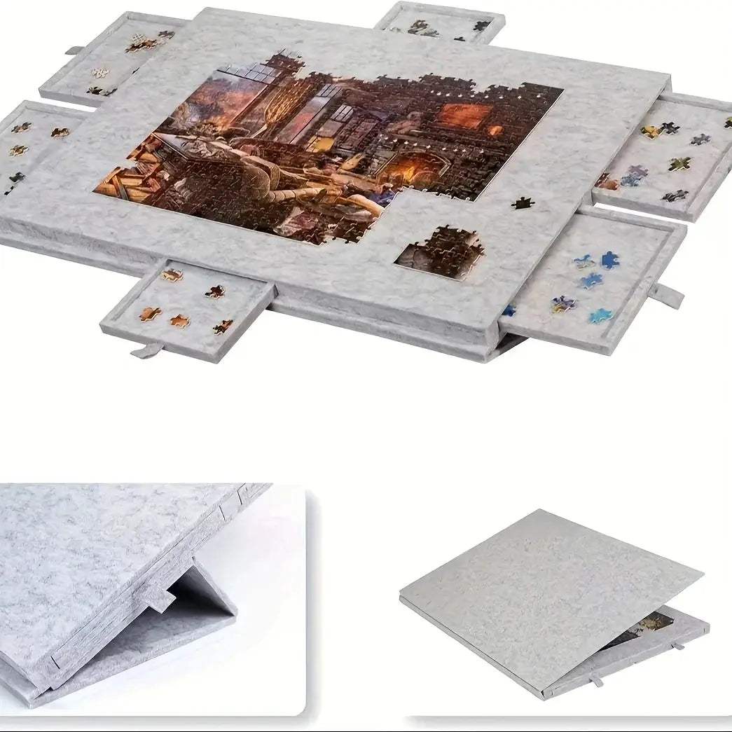  Puzzle Storage Table Six Drawers Felt Top Space Saving -  ToylandEU™
