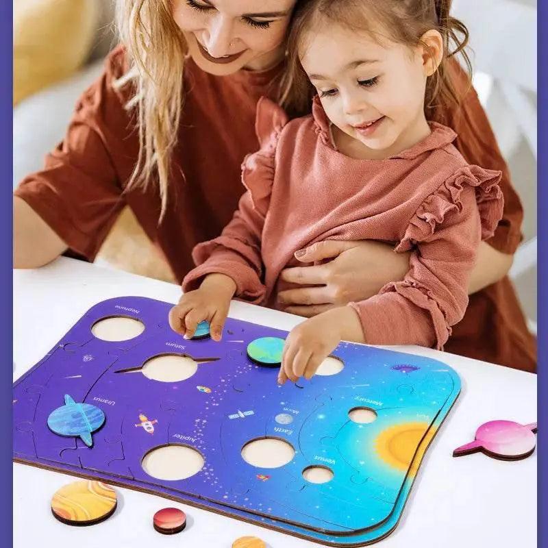  Wooden Science Astronomy Cognitive Toy Children’s Puzzle Planet Pairing Handmade Limewood -  ToylandEU™