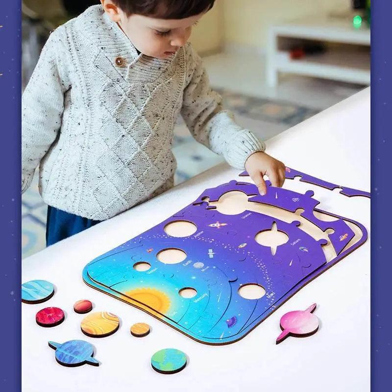  Wooden Science Astronomy Cognitive Toy Children’s Puzzle Planet Pairing Handmade Limewood -  ToylandEU™