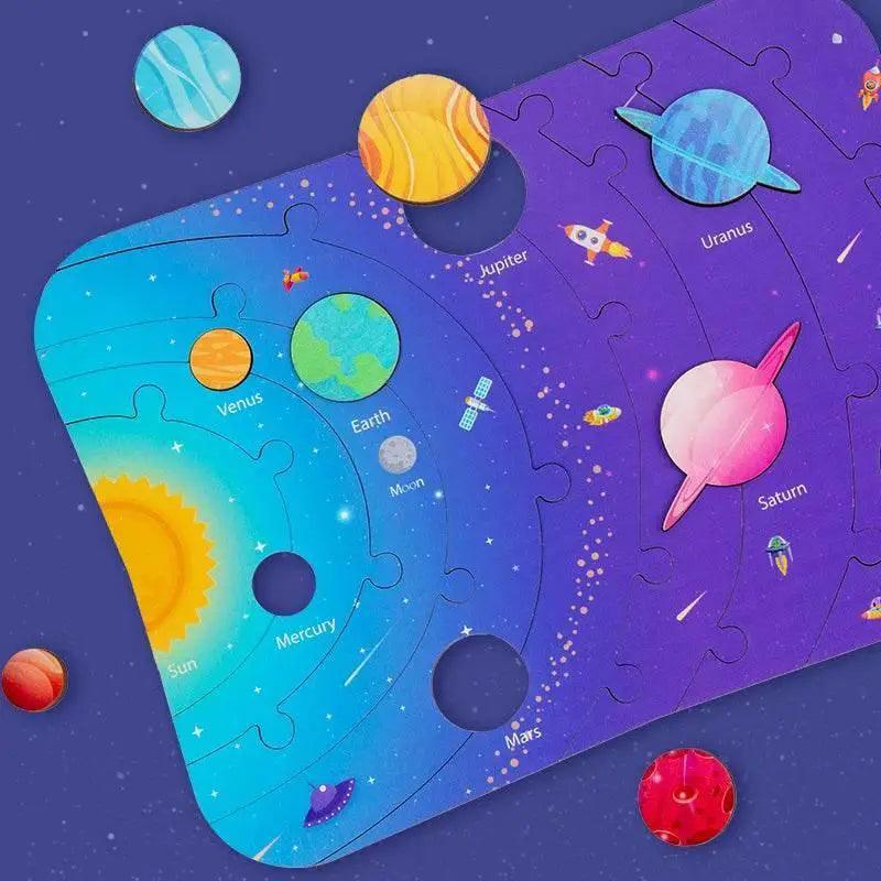  Wooden Science Astronomy Cognitive Toy Children’s Puzzle Planet Pairing Handmade Limewood -  ToylandEU™