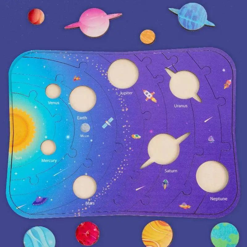  Wooden Science Astronomy Cognitive Toy Children’s Puzzle Planet Pairing Handmade Limewood -  ToylandEU™