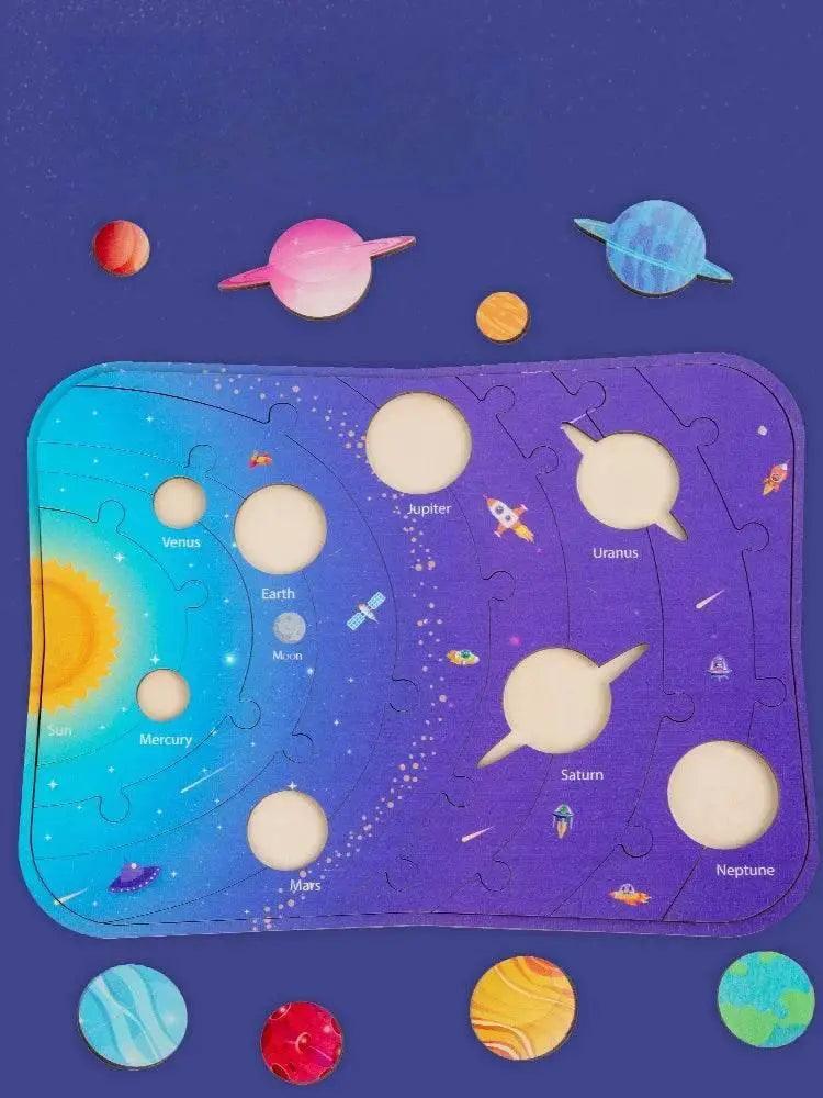  Wooden Science Astronomy Cognitive Toy Children’s Puzzle Planet Pairing Handmade Limewood -  ToylandEU™