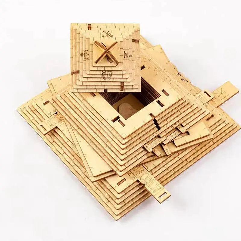  Pyramid Puzzle Box With Hidden Compartment Wooden -  ToylandEU™