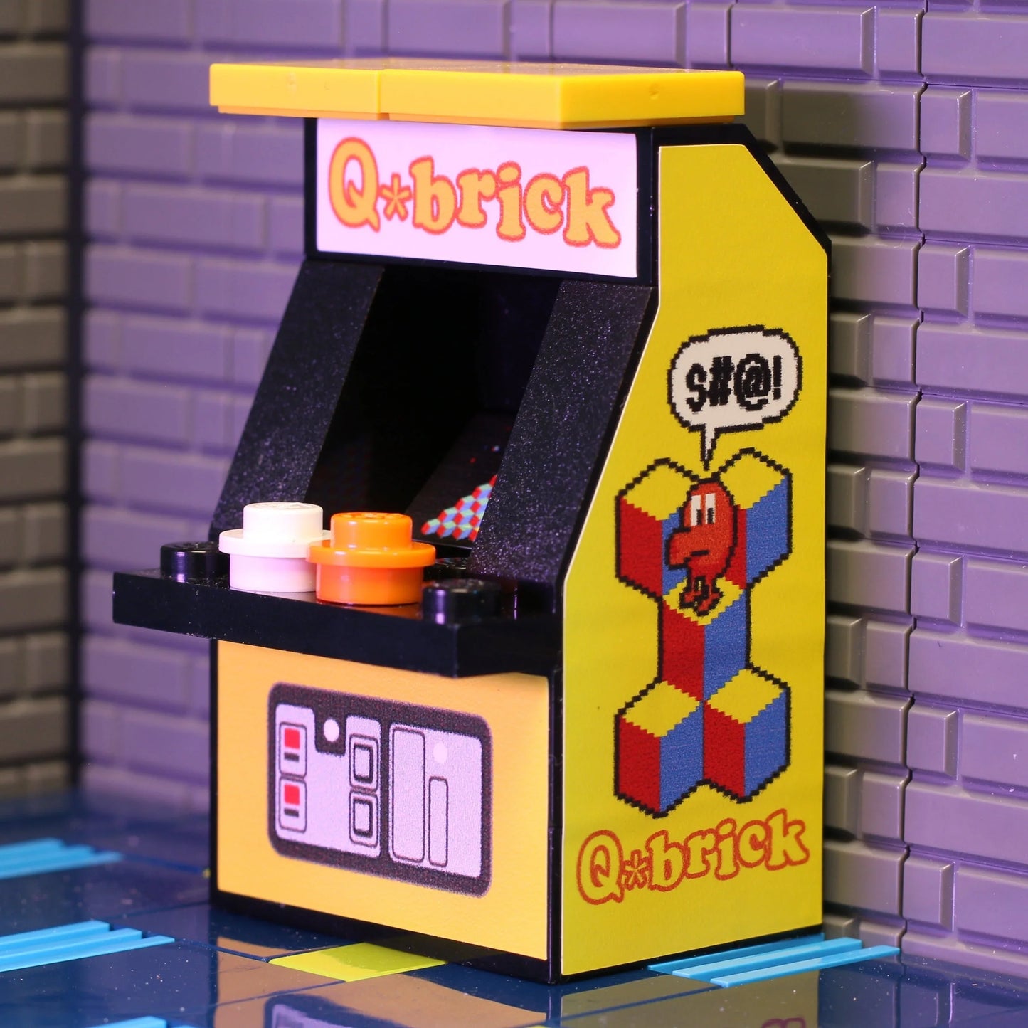 LEGO Compatible Arcade Machine for Figures by Q Brick With Custom Decals Compact Scale Display - ToylandEU