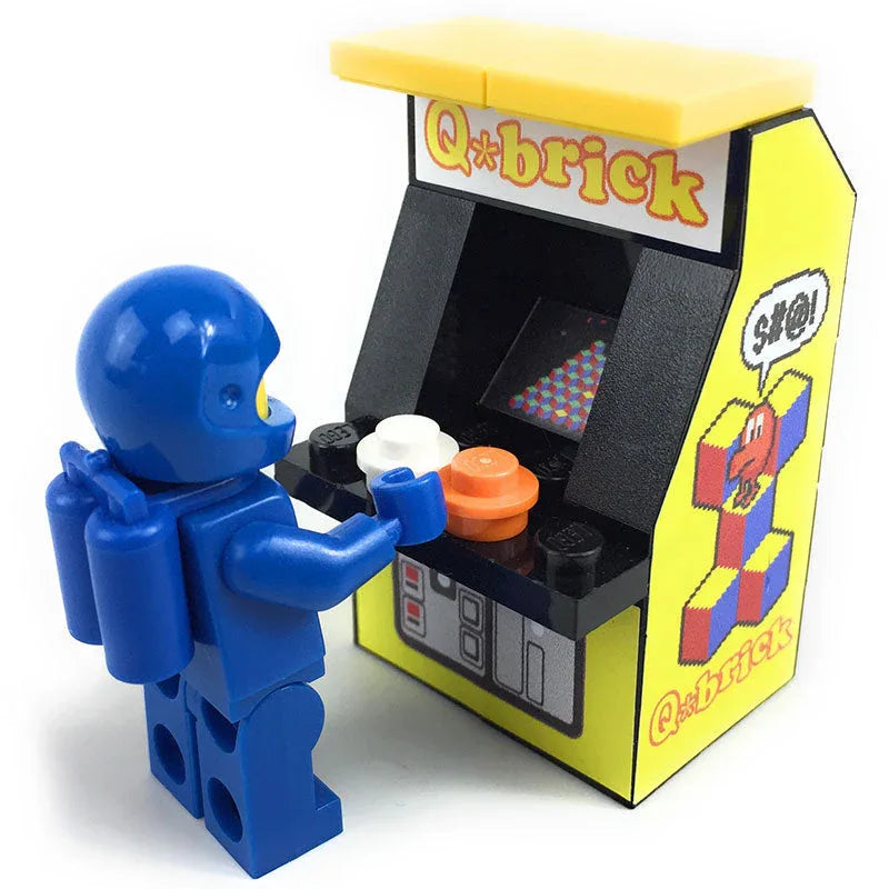 LEGO Compatible Arcade Machine for Figures by Q Brick With Custom Decals Compact Scale Display - ToylandEU