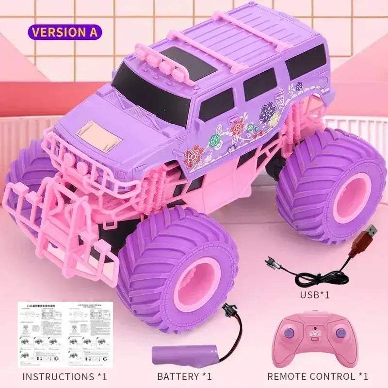 Q157 Pink 2.4GHz Remote Control Off-Road Climbing Car, Plastic Body, Includes Battery - ToylandEU