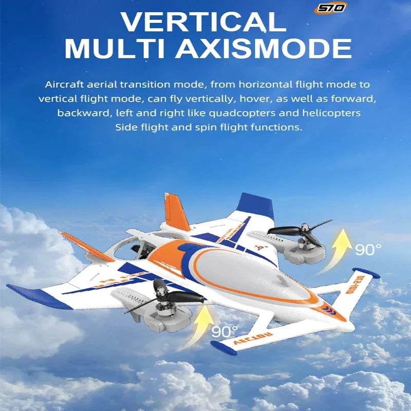 QIDI570 2.4G Remote Control Brushless Motor 3-Axis Vector 8-Channel Fixed-Wing Aircraft Model Toy for Children - ToylandEU