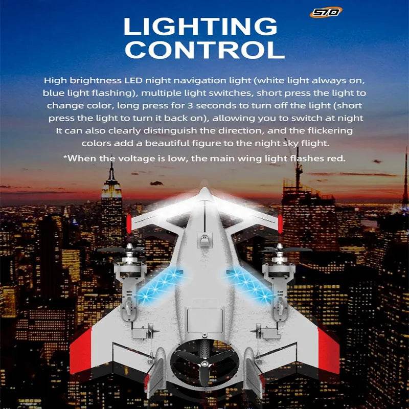 QIDI570 2.4G Remote Control Brushless Motor 3-Axis Vector 8-Channel Fixed-Wing Aircraft Model Toy for Children - ToylandEU