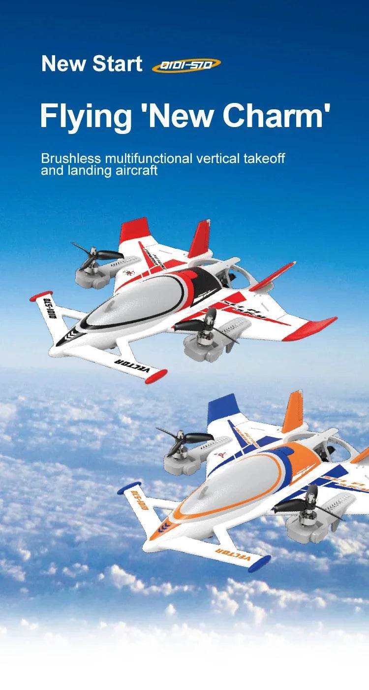 QIDI570 2.4G Remote Control Brushless Motor 3-Axis Vector 8-Channel Fixed-Wing Aircraft Model Toy for Children - ToylandEU