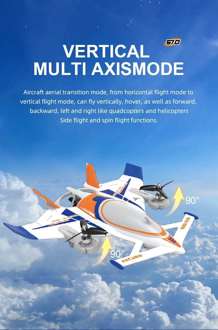 QIDI570 2.4G Remote Control Brushless Motor 3-Axis Vector 8-Channel Fixed-Wing Aircraft Model Toy for Children - ToylandEU