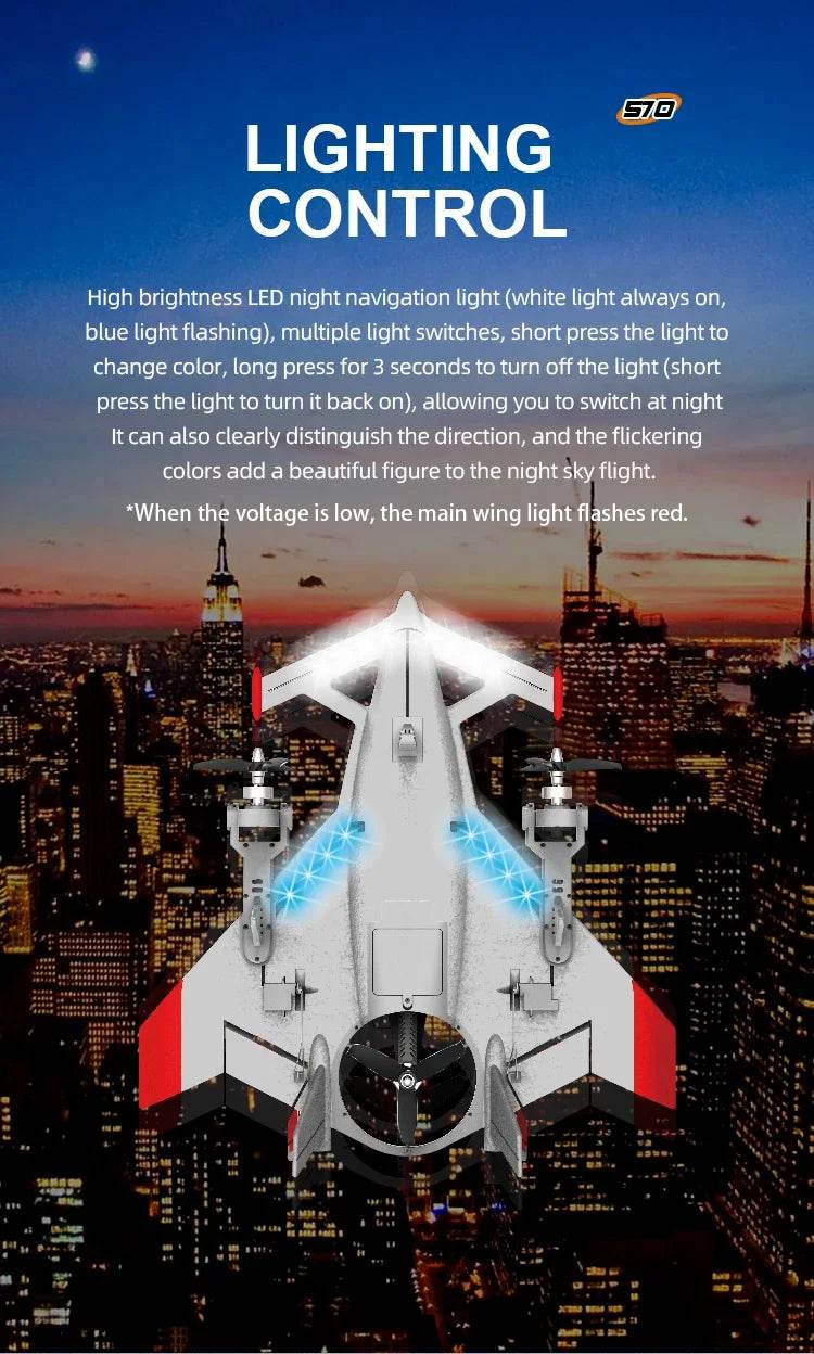 QIDI570 2.4G Remote Control Brushless Motor 3-Axis Vector 8-Channel Fixed-Wing Aircraft Model Toy for Children - ToylandEU