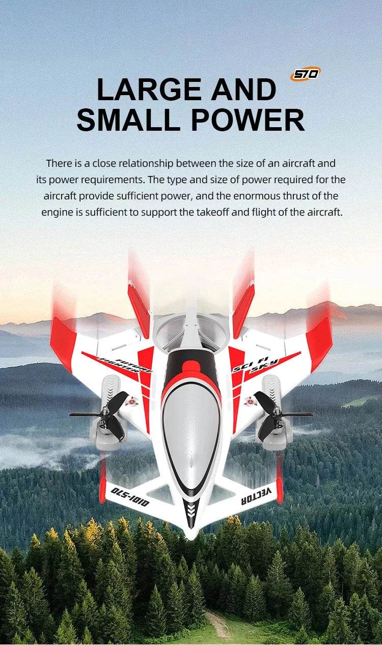 QIDI570 2.4G Remote Control Brushless Motor 3-Axis Vector 8-Channel Fixed-Wing Aircraft Model Toy for Children - ToylandEU